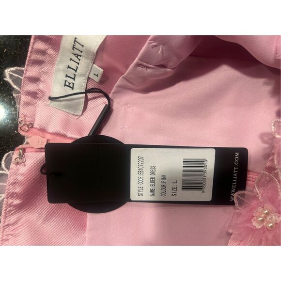 ELLIATT Elder Floral Decal Applique Mini Dress In Pink wedding Guest size L NWT - Picture 7 of 7